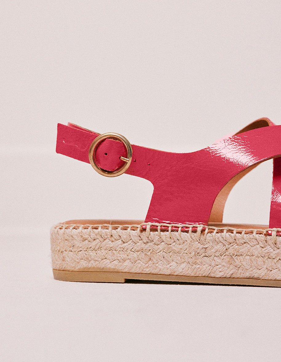 Espadrilles Chantal - Cuir plissé fuchsia