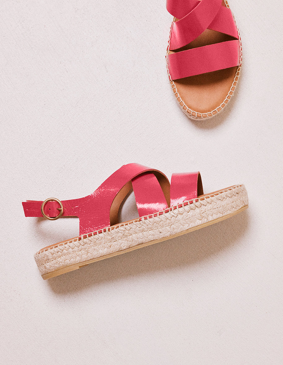 Espadrilles Chantal - Cuir plissé fuchsia