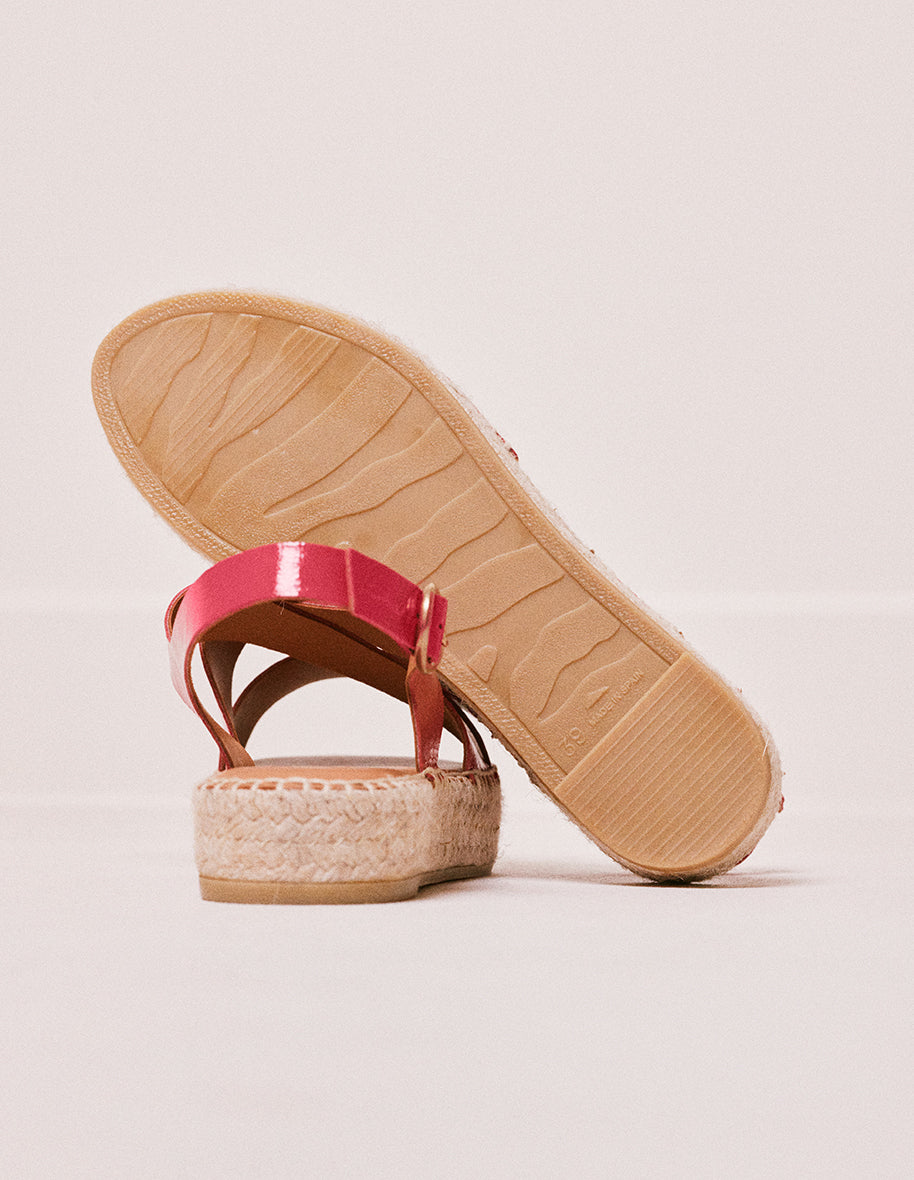 Espadrilles Chantal - Cuir plissé fuchsia