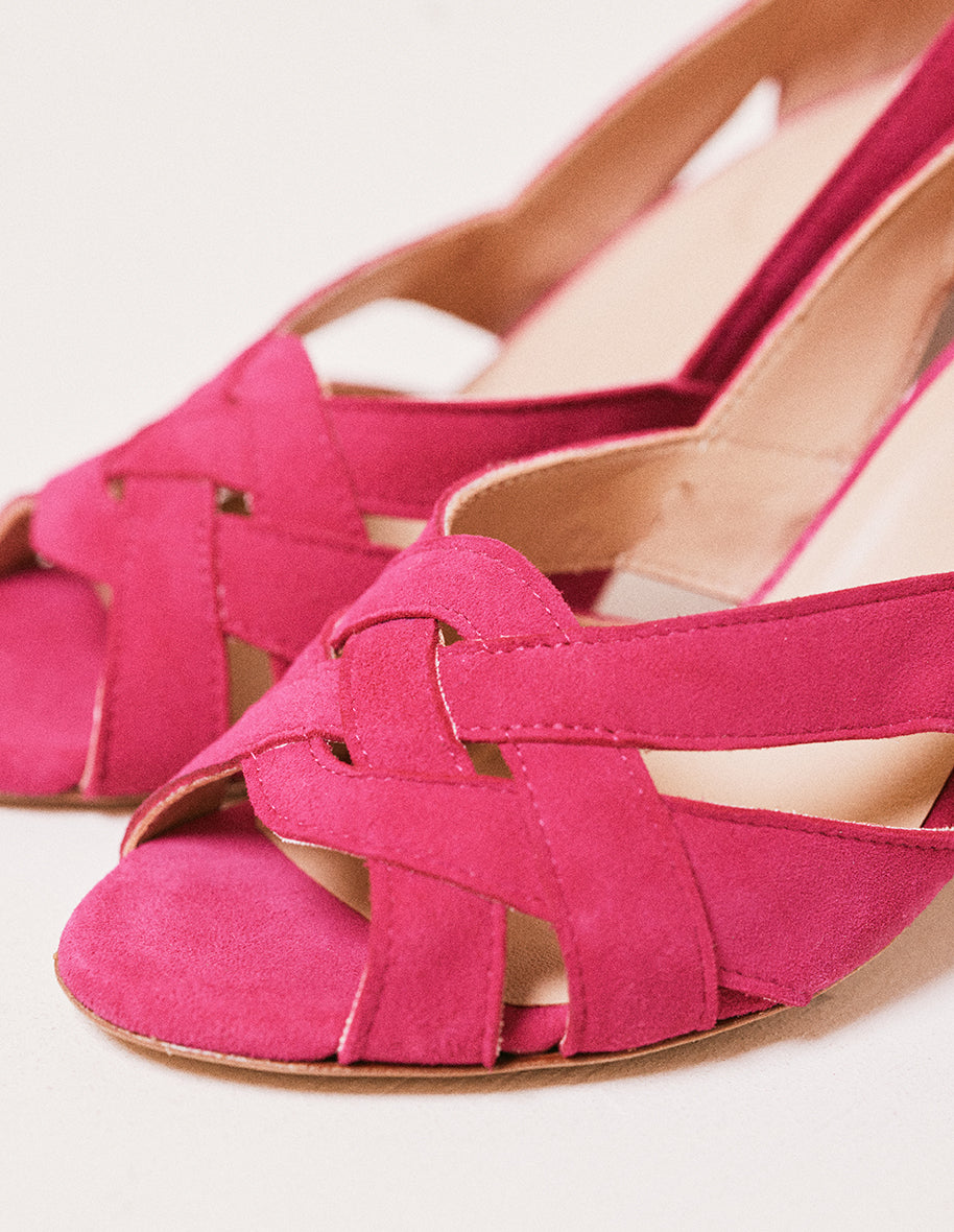 Sandales à talons Clémentine H - Suede fuchsia