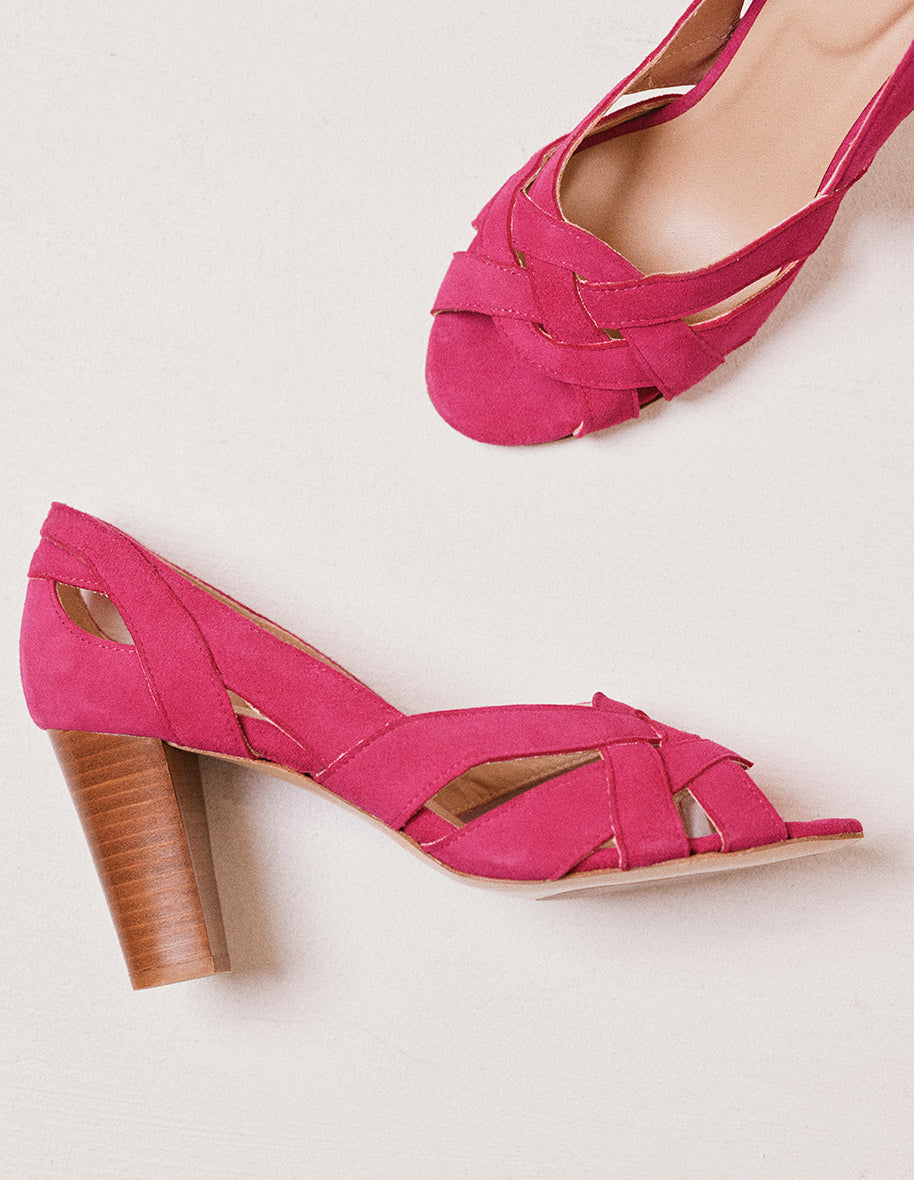 Sandales à talons Clémentine H - Suede fuchsia