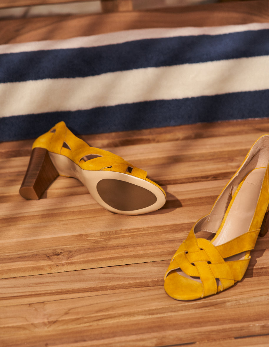 Sandales à talons Clémentine H - Suède jaune