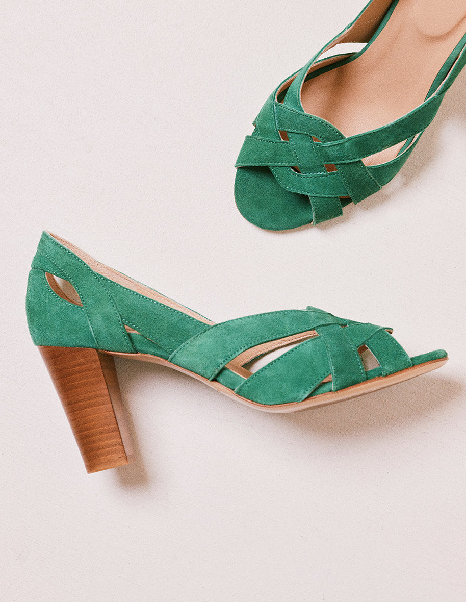 Sandales à talons Clémentine H - Suède vert