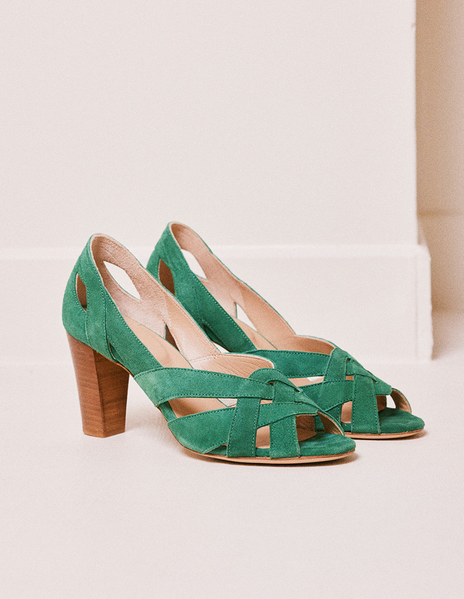 Sandales à talons Clémentine H - Suède vert