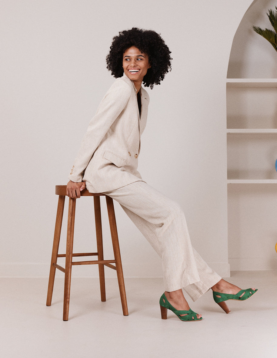 Sandales à talons Clémentine H - Suède vert