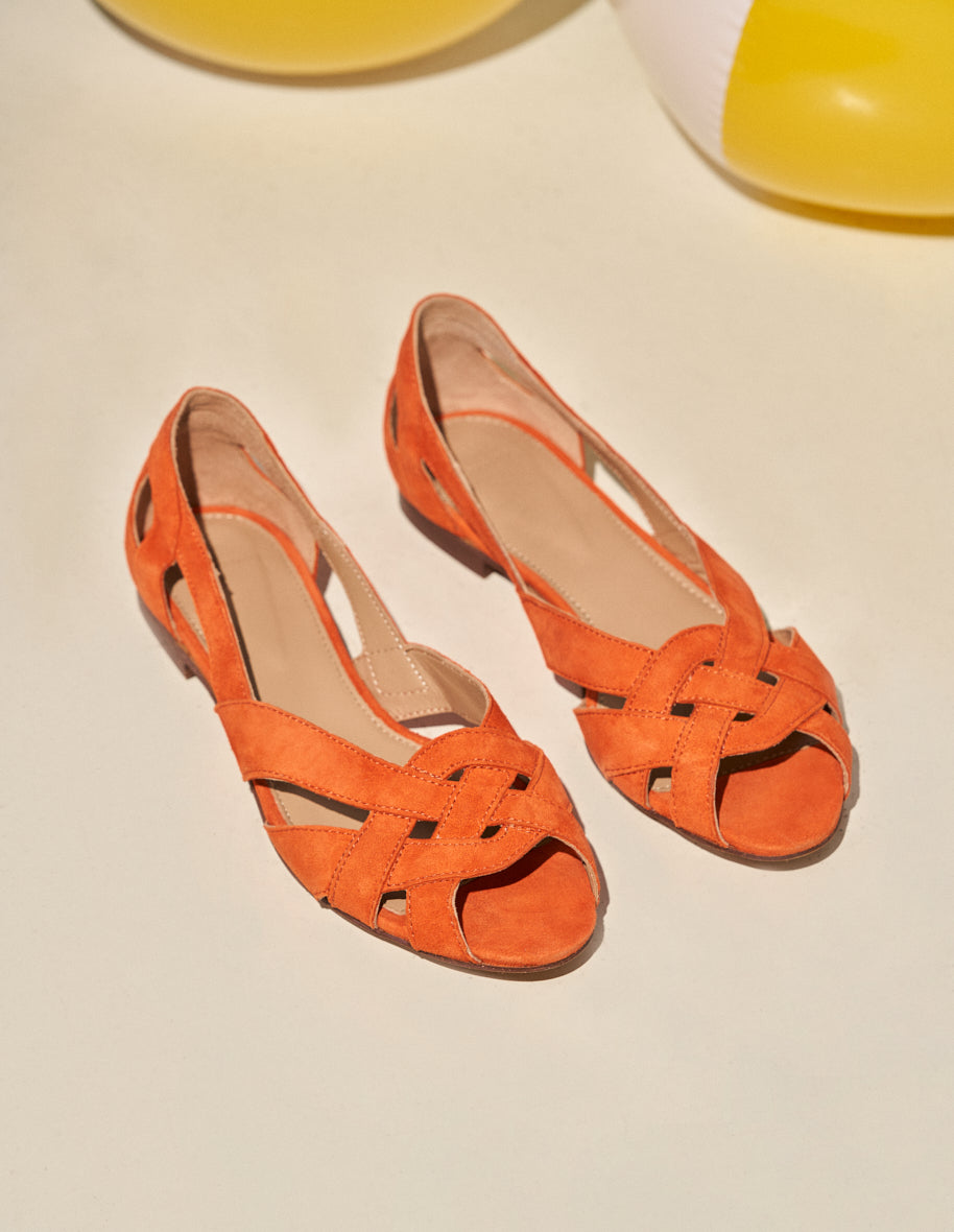Orange suede sandals 2025