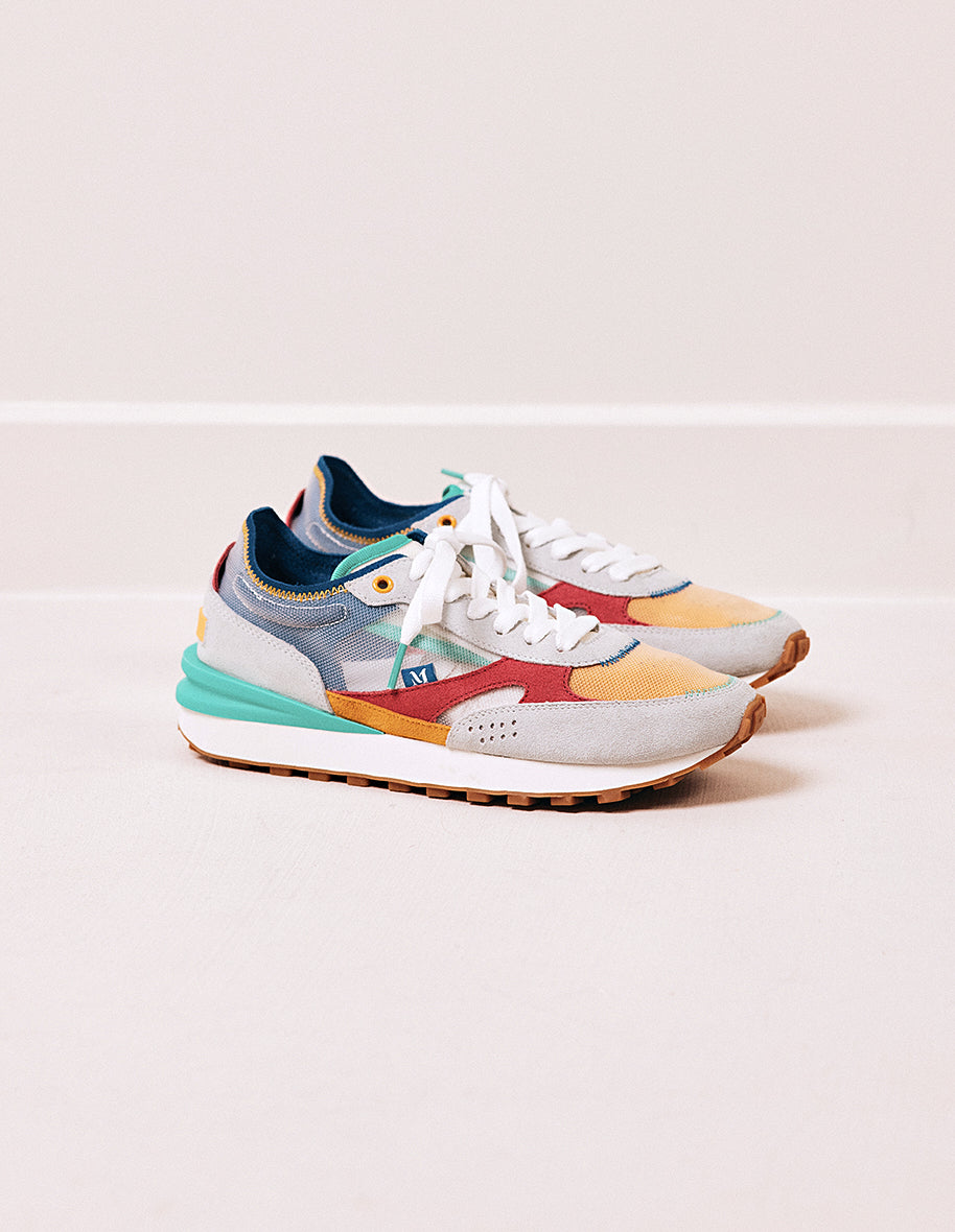 Baskets basses Danaé - Suède et mesh gris citron