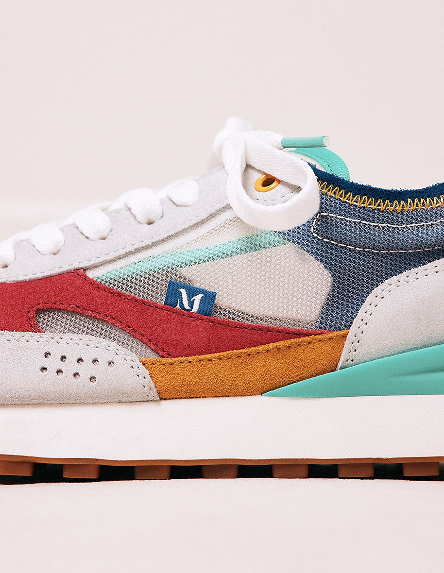 Baskets basses Danaé - Suède et mesh gris citron