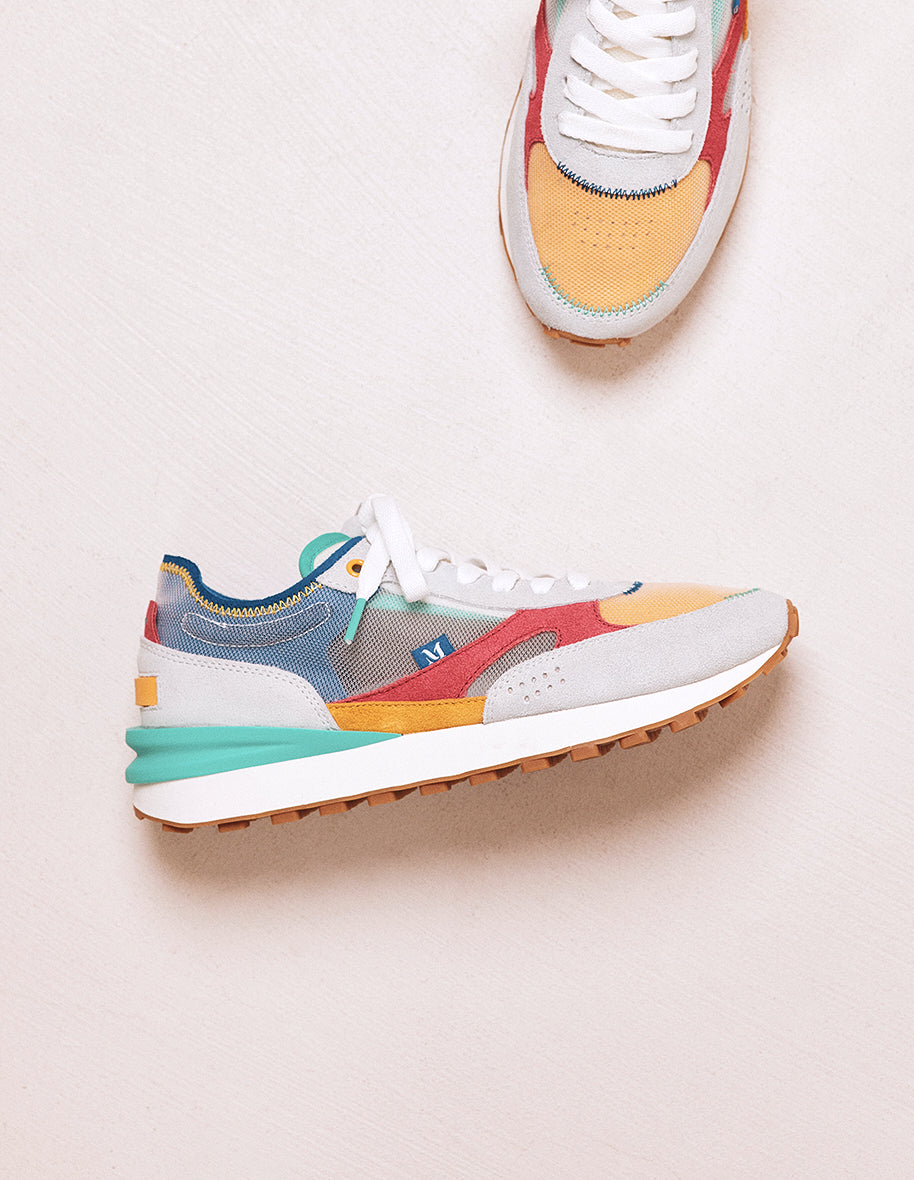 Baskets basses Danaé - Suède et mesh gris citron