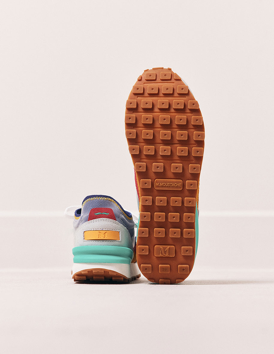 Baskets basses Danaé - Suède et mesh gris citron