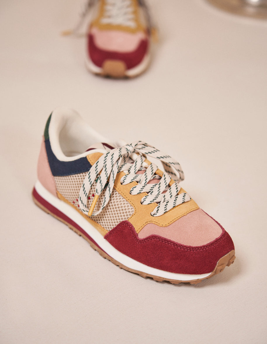 Baskets basses Gabrielle - Suède et mesh bordeaux nude