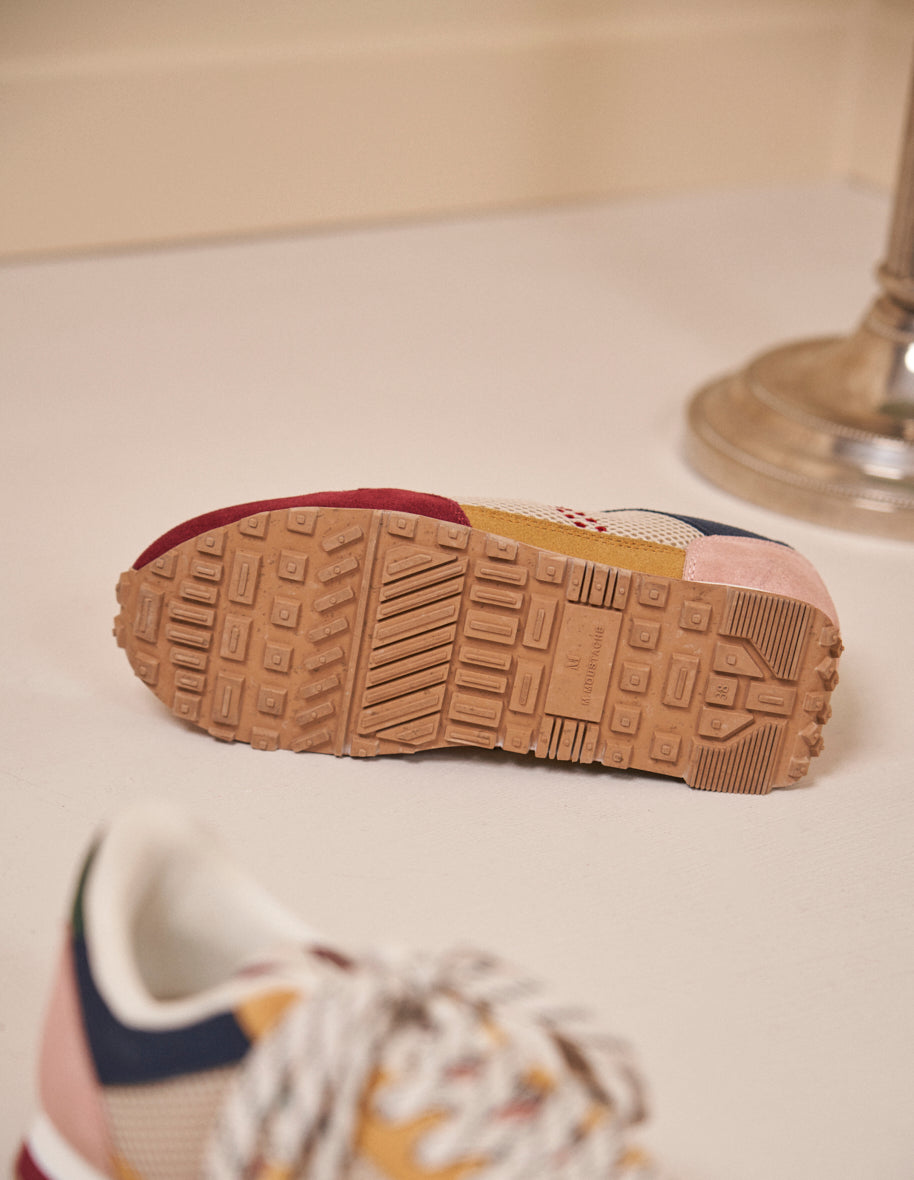 Baskets basses Gabrielle - Suède et mesh bordeaux nude