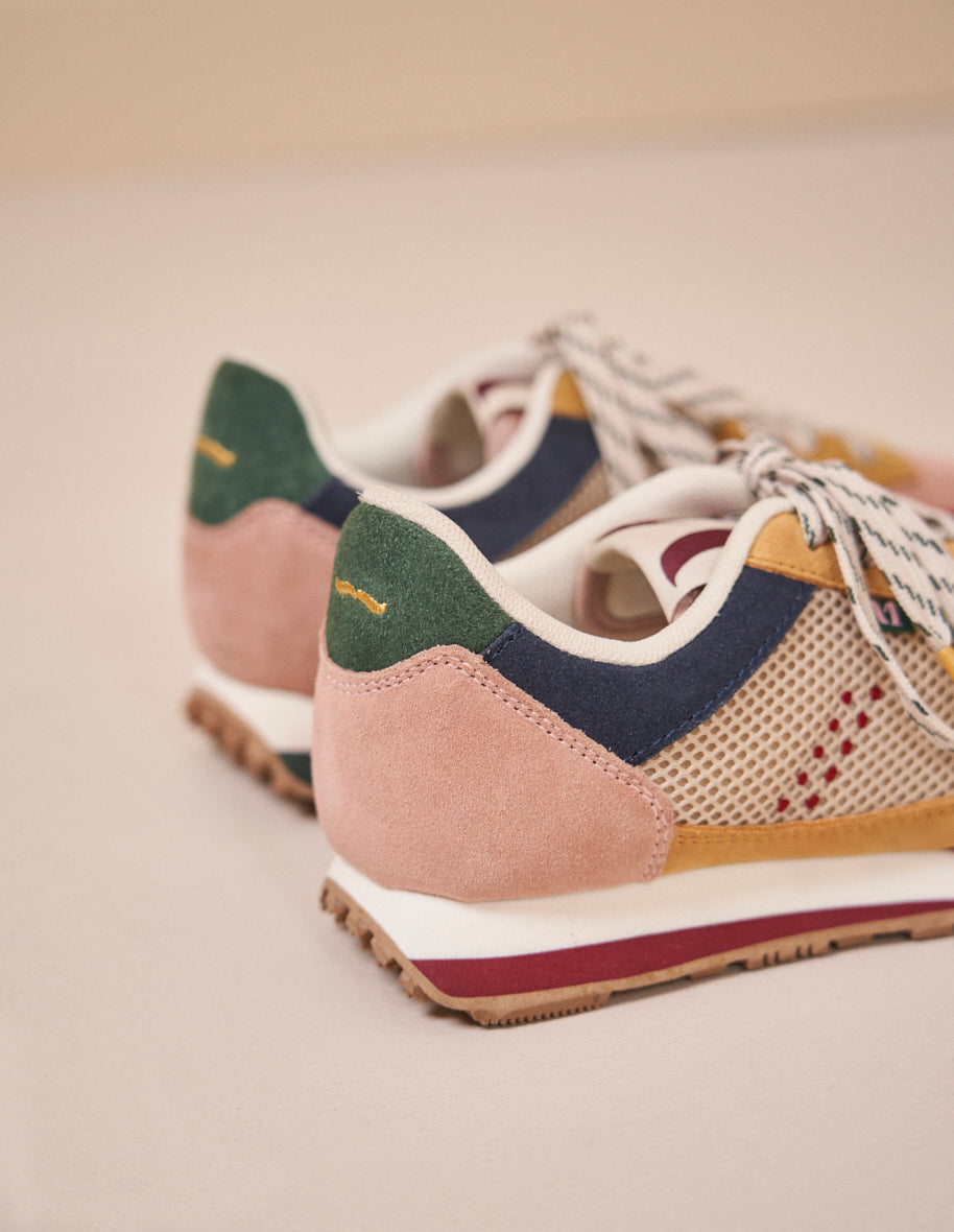 Baskets basses Gabrielle - Suède et mesh bordeaux nude