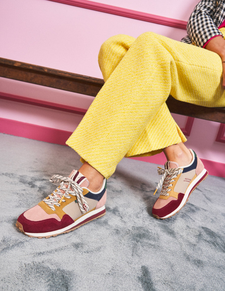 Baskets basses Gabrielle - Suède et mesh bordeaux nude