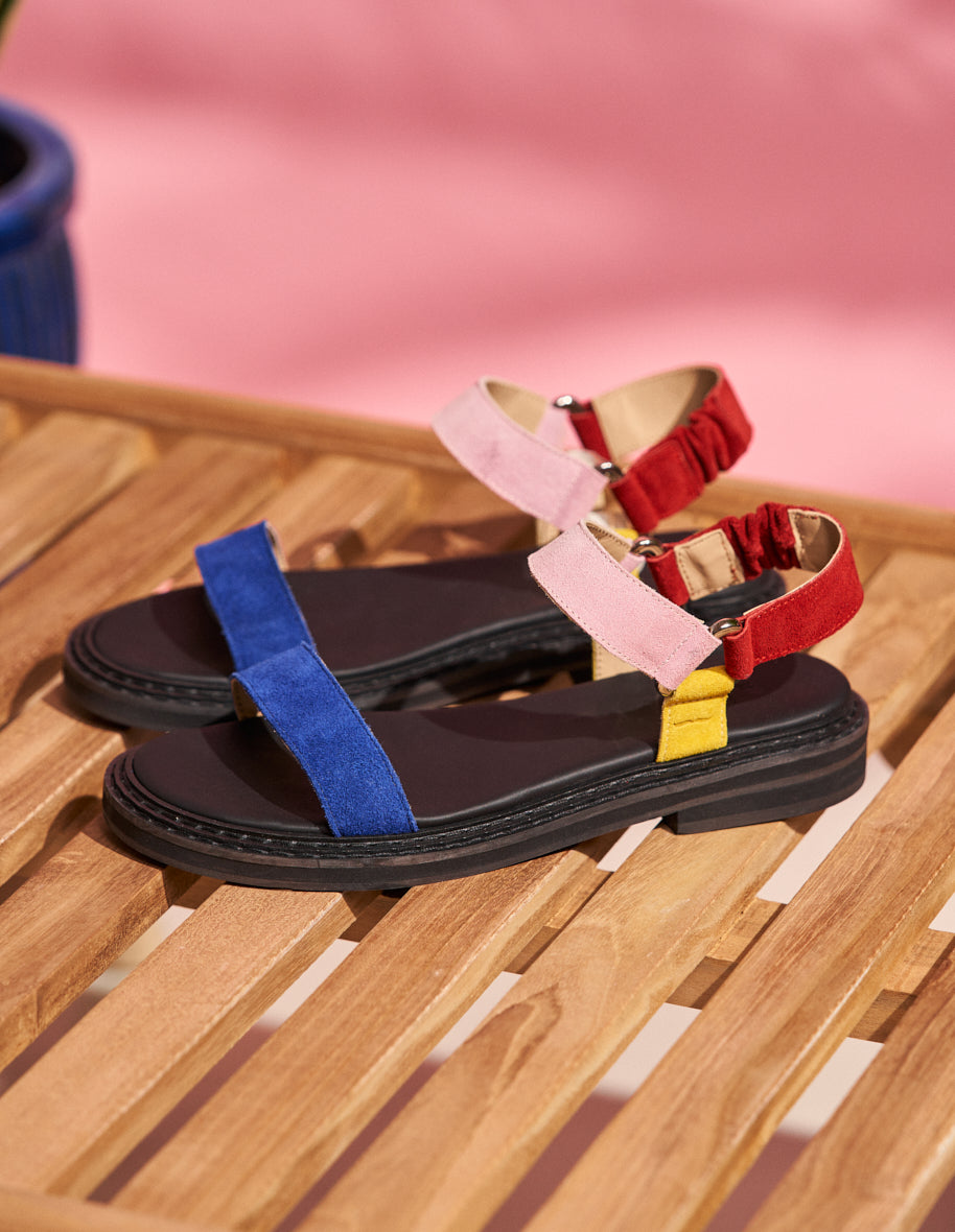 Pink and blue sandals on sale