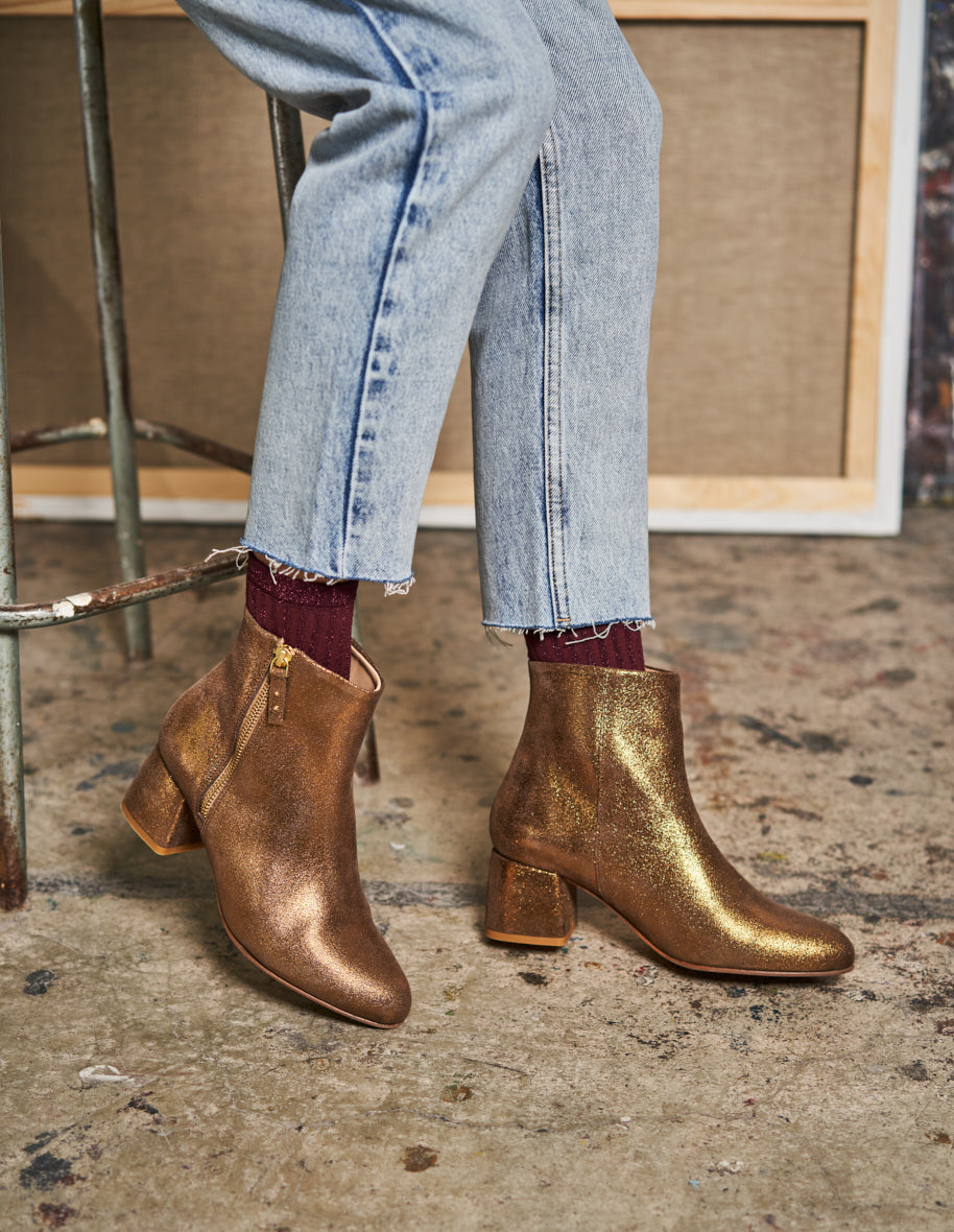 Bottines à talons Gisèle - Suède bronze