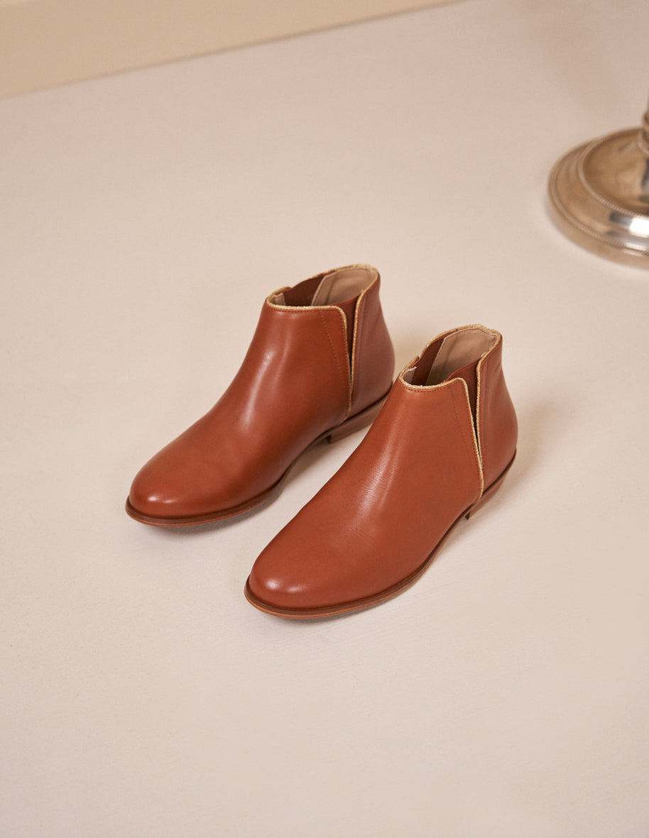 Bottines cuir cognac femme clearance