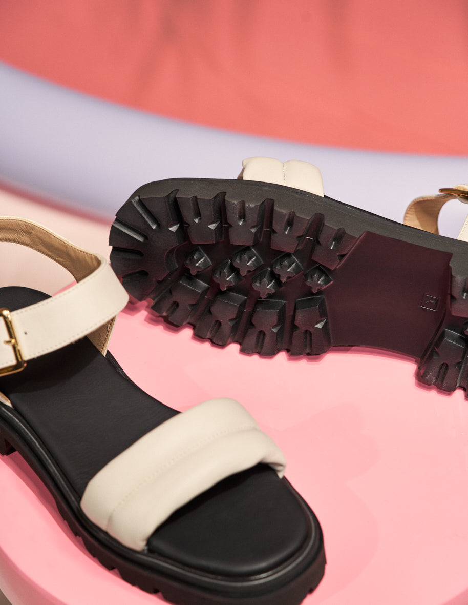 Sandales plates Lara - Cuir écru