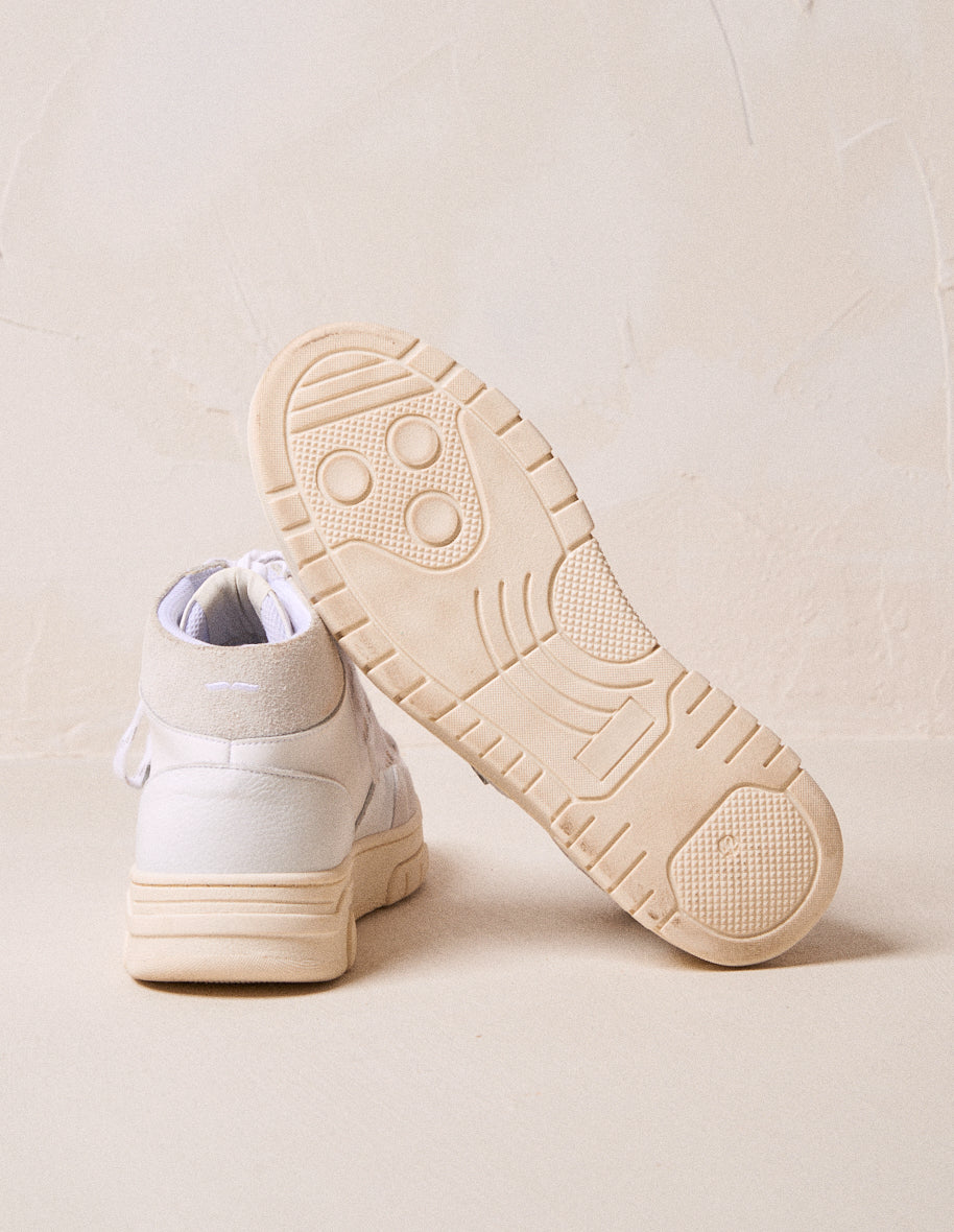 Baskets montantes Leopold - Cuir et suède blanc gris