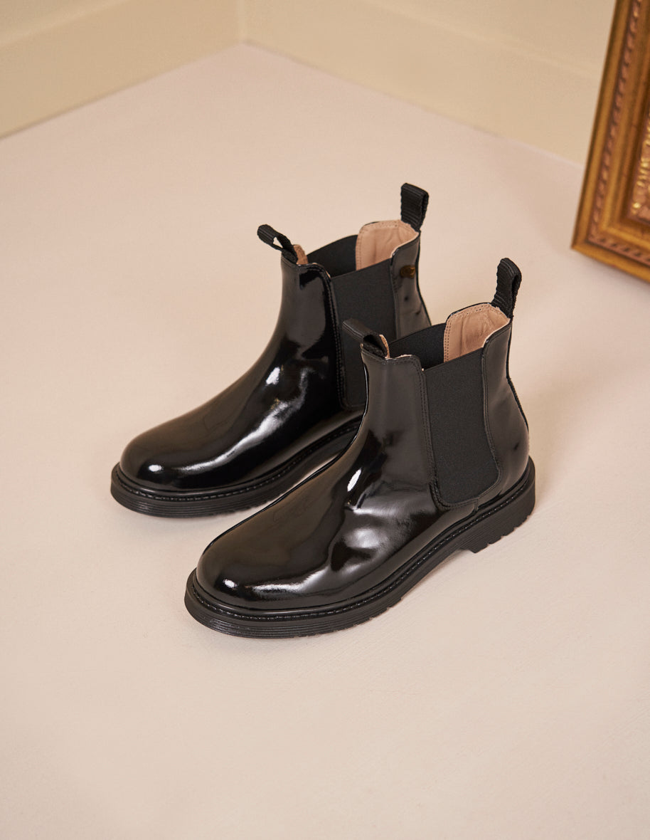 Bottines noir vernis best sale