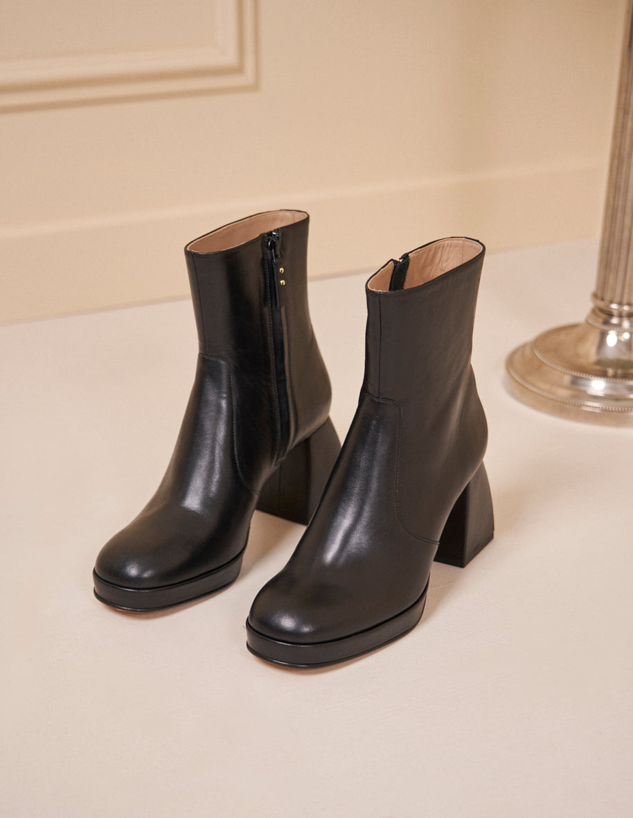 Bottines à talons Marina Cuir noir