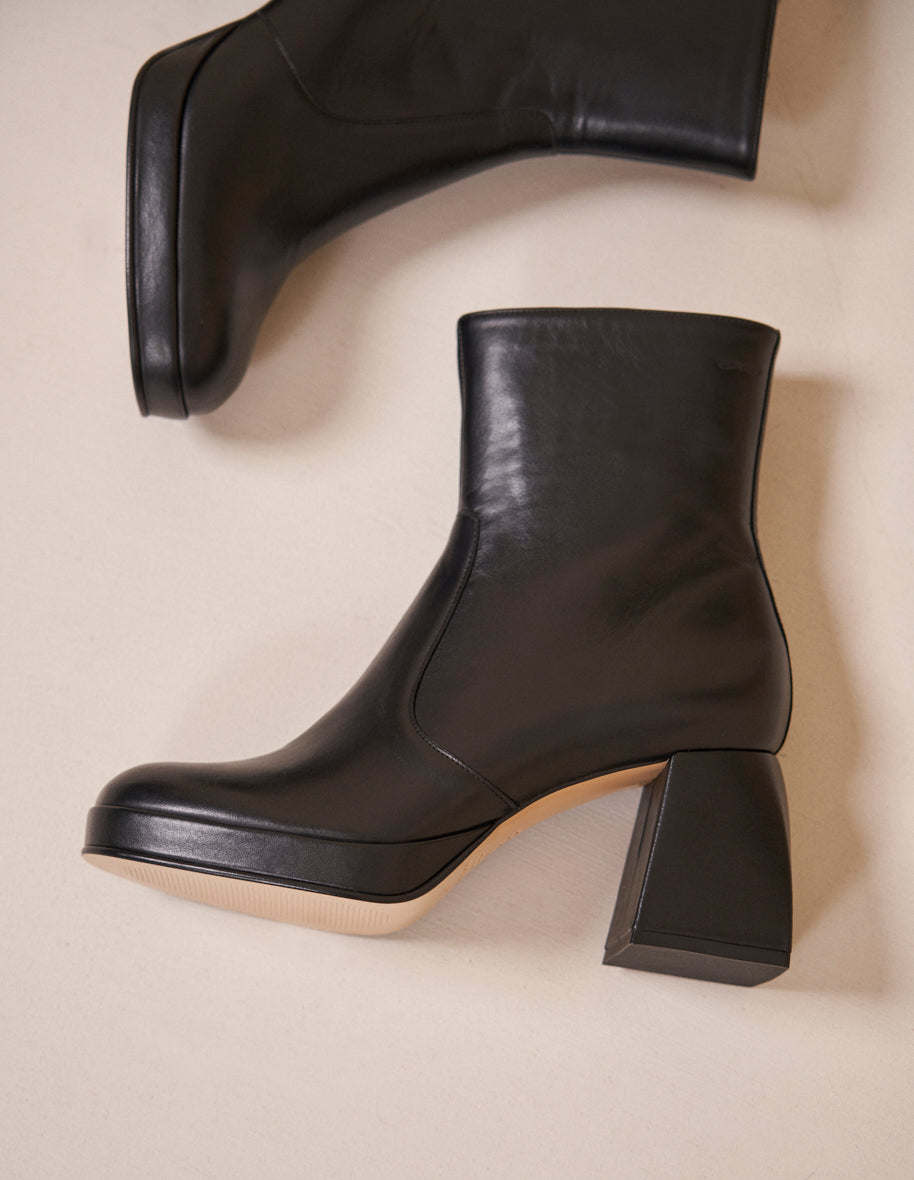 Bottines à talons Marina - Cuir noir