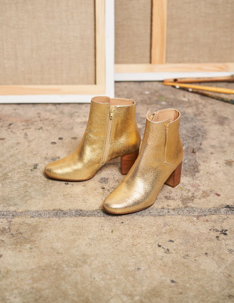 Heeled boots Mathilde H Golden cracked leather