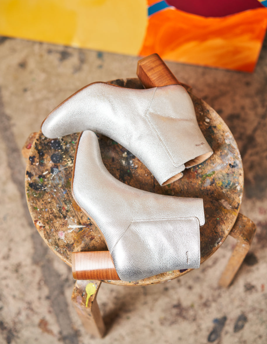 Bottines à talons Mathilde H - Cuir python argent