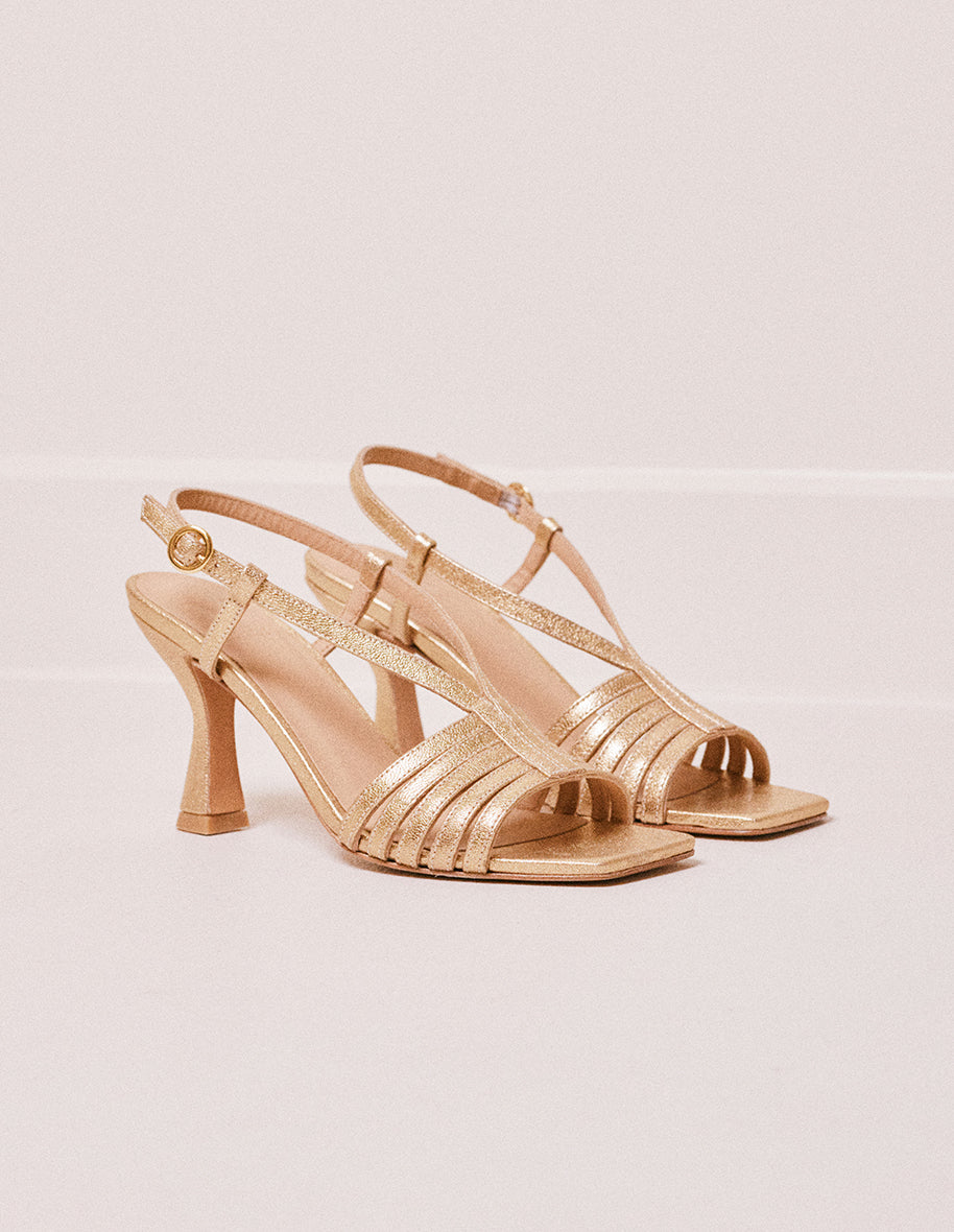 Sandales à talons Ninon M - Cuir doré