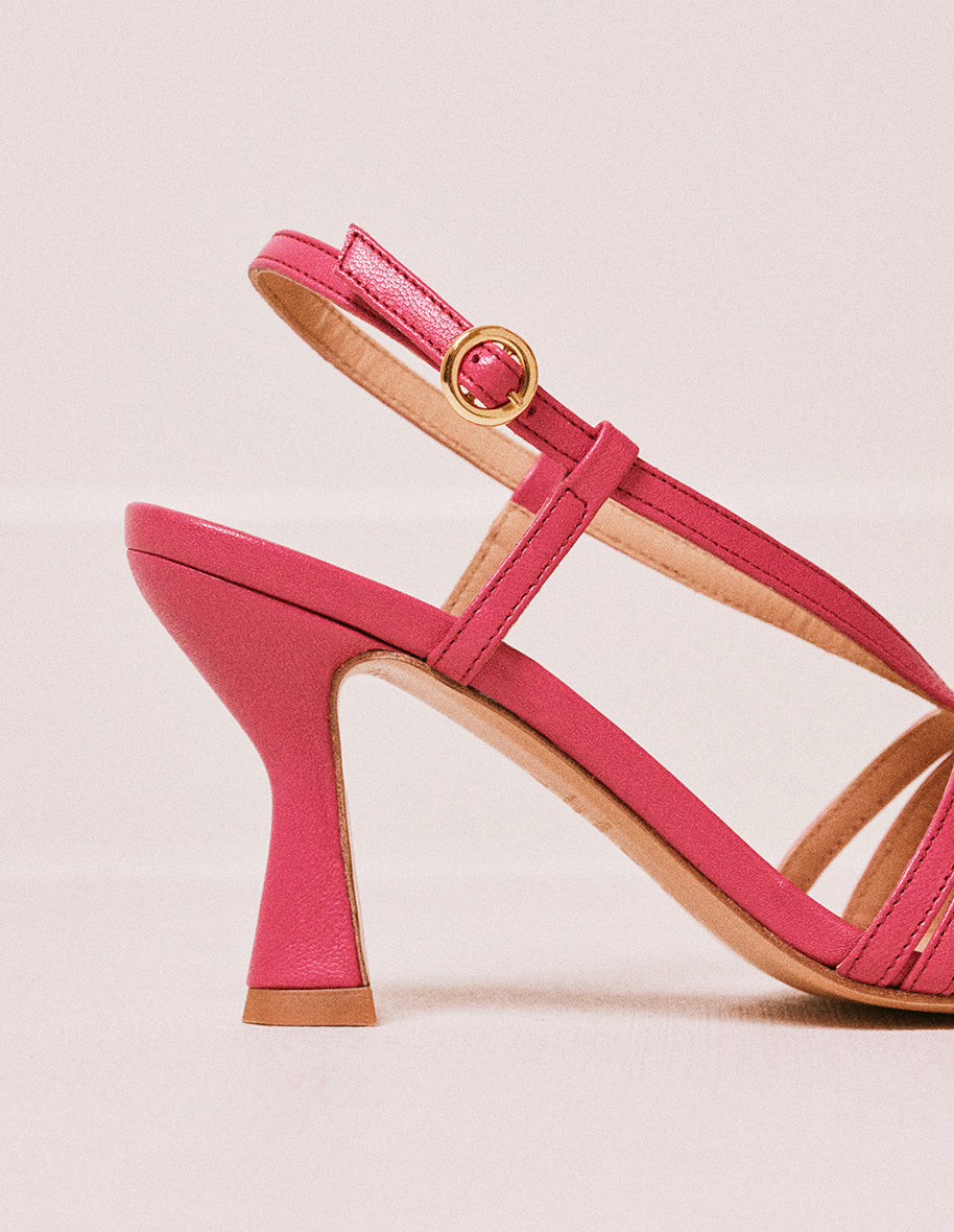Heeled sandals Ninon M - Fuchsia leather