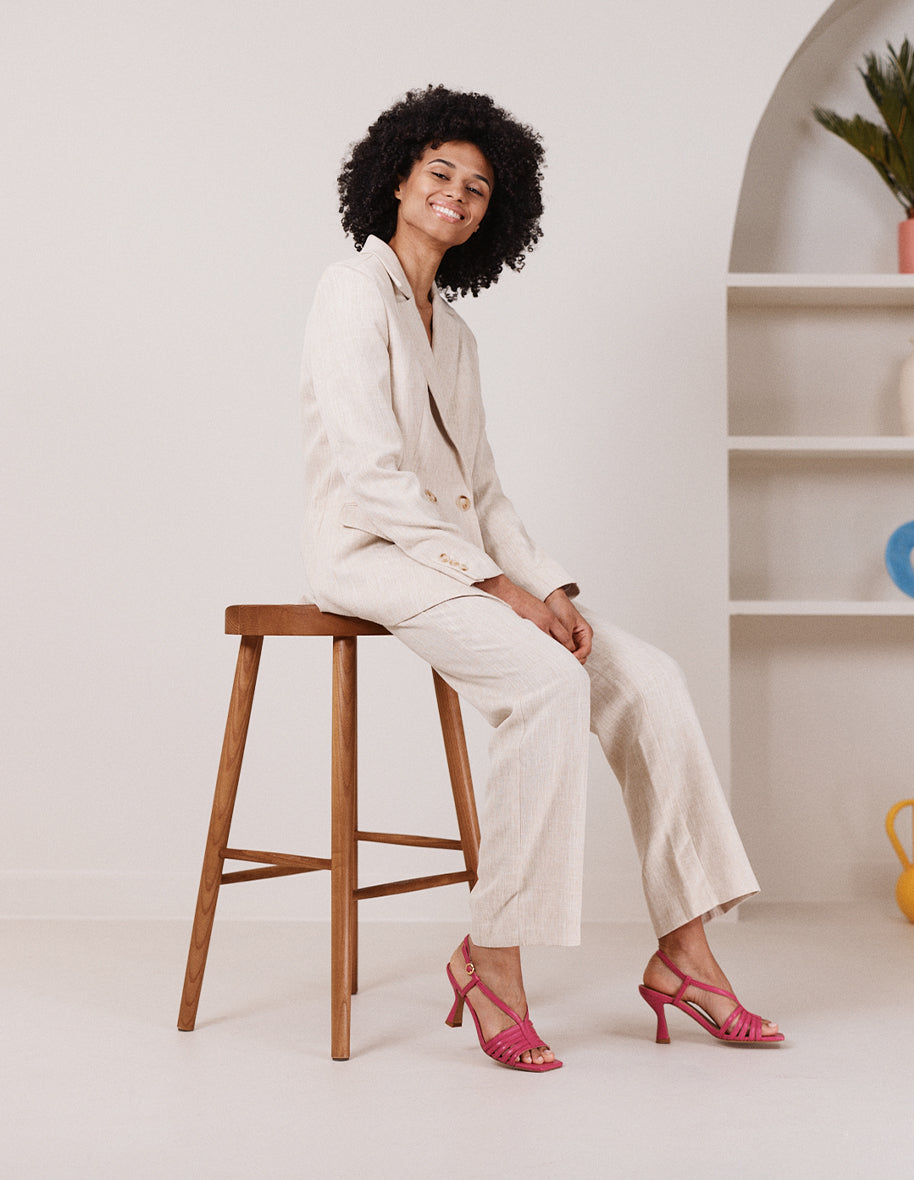 Heeled sandals Ninon M - Fuchsia leather