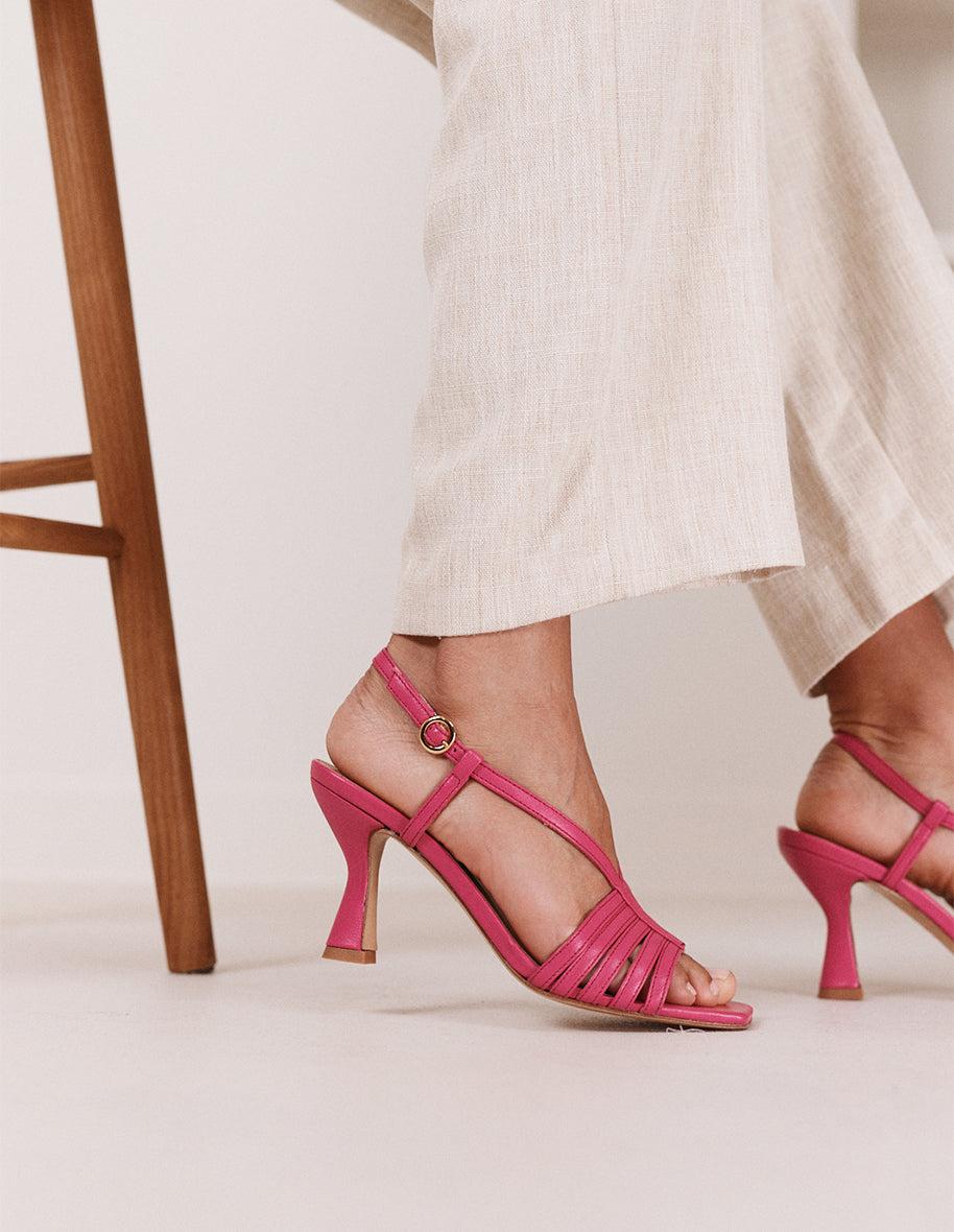 Heeled sandals Ninon M - Fuchsia leather