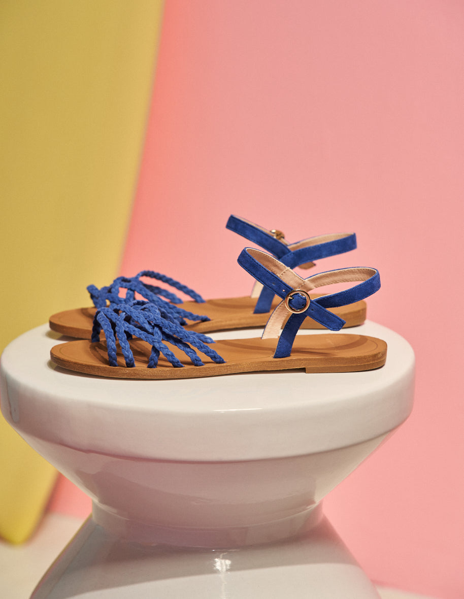 Sandales bleues plates outlet