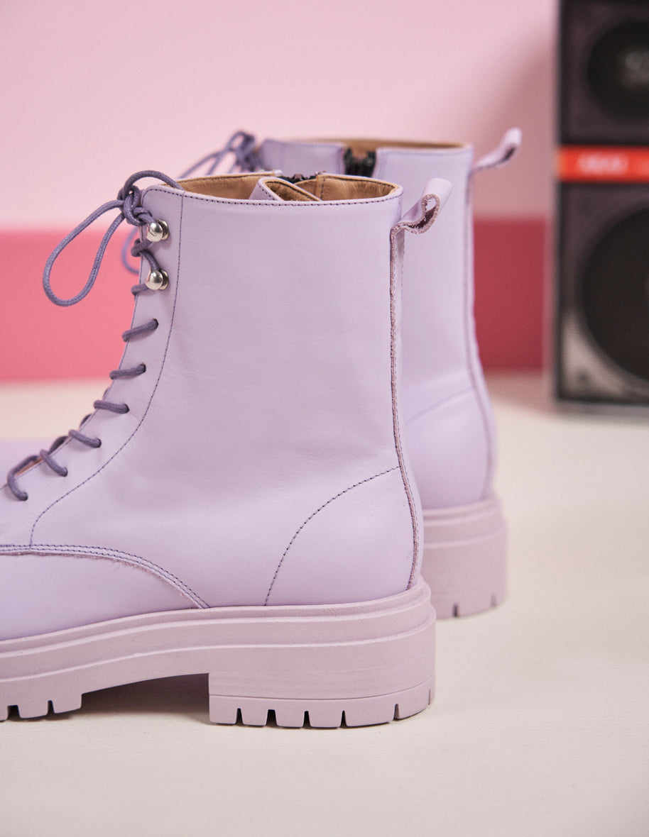 Bottines à lacets Salomé - Cuir lilas