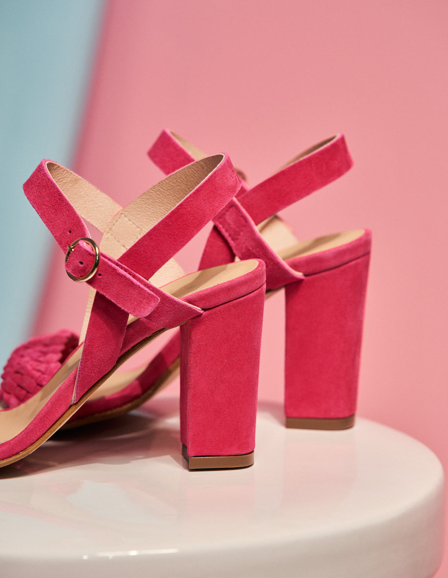 Sandales à talons Victoria H - Suède fuchsia