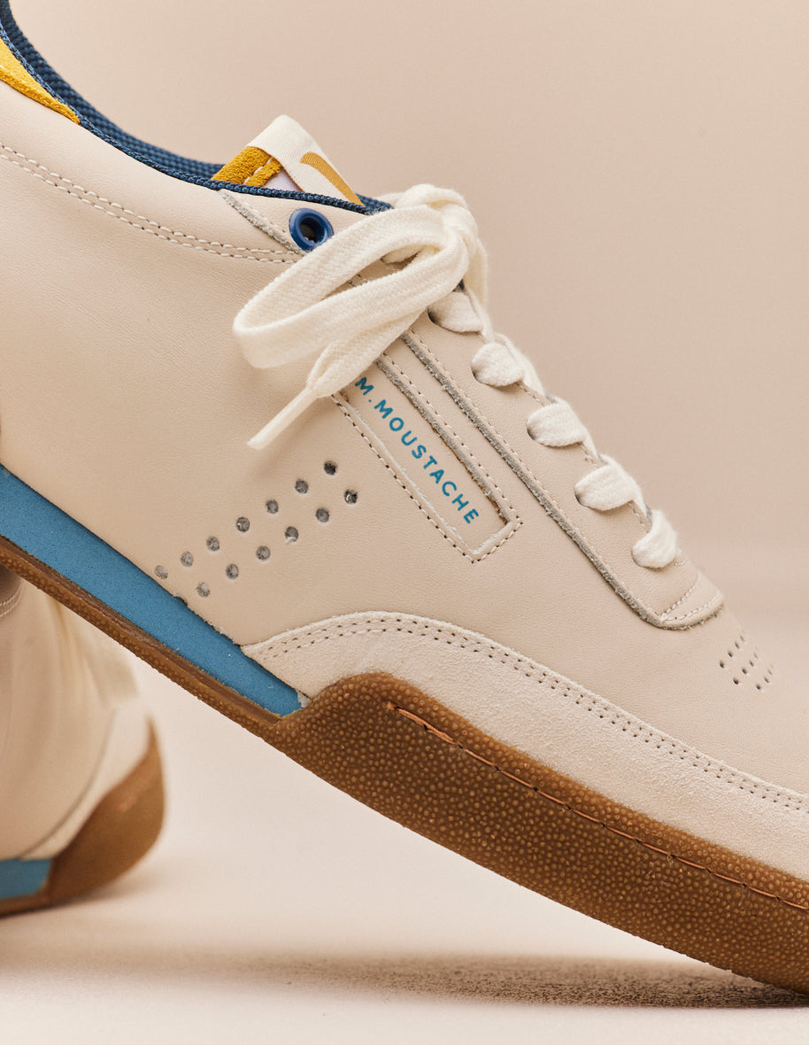 Low-top trainers Anatole - Ecru mustard blue leather 