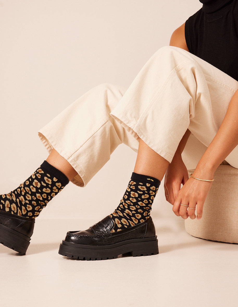 Mocassins femme cuir plissé couleur noir Nadège