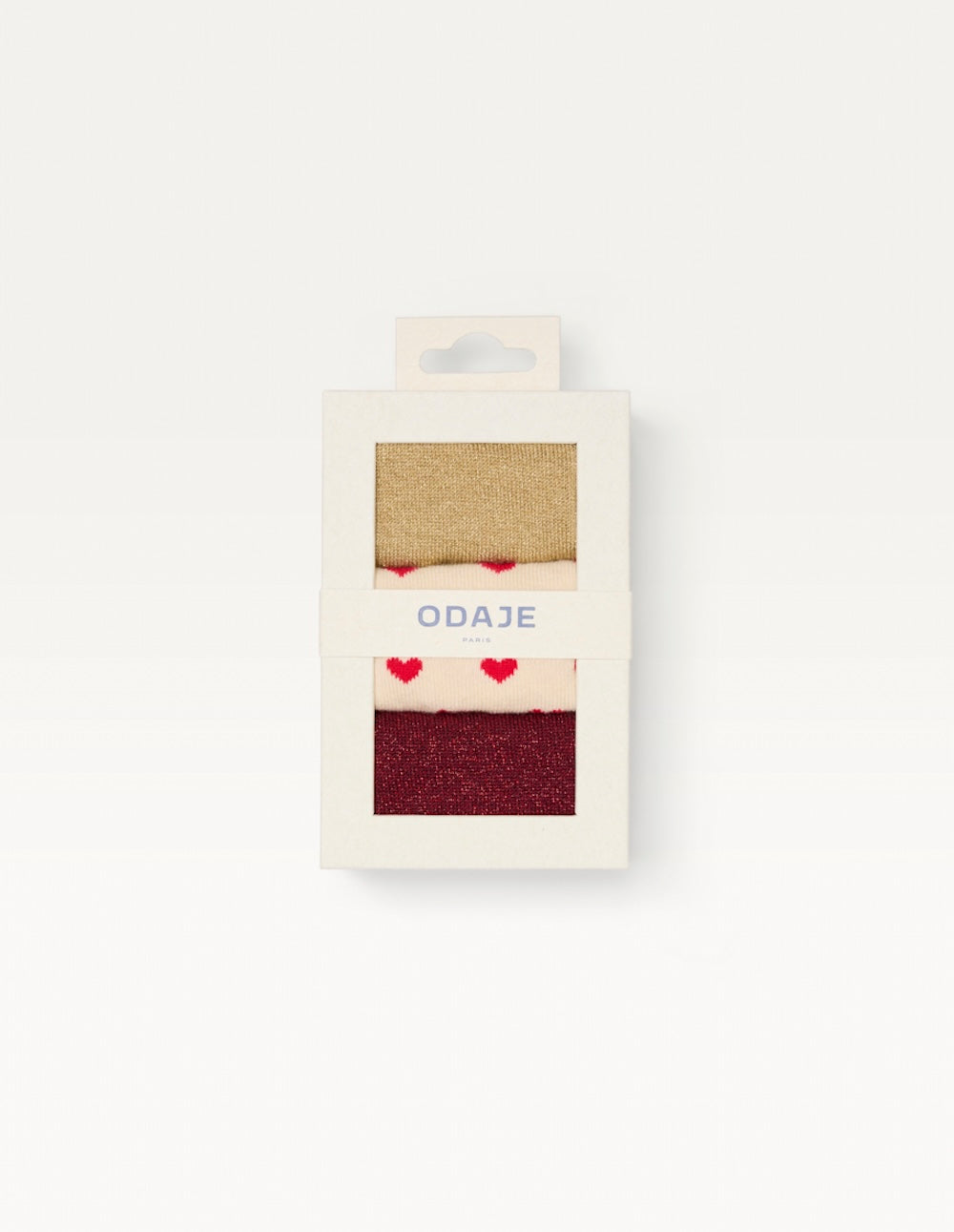 Pack de 3 Chaussettes - Fantaisie petit cœur bordeaux doré