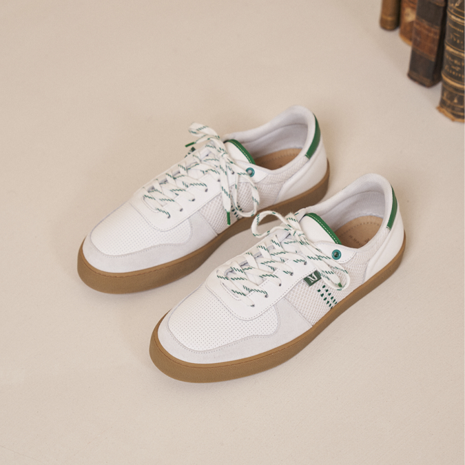 Low top trainers Arthur White green mesh and suede