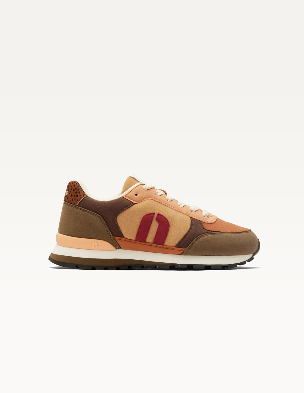 Aline Running Trainers - Khaki Cognac burgundy