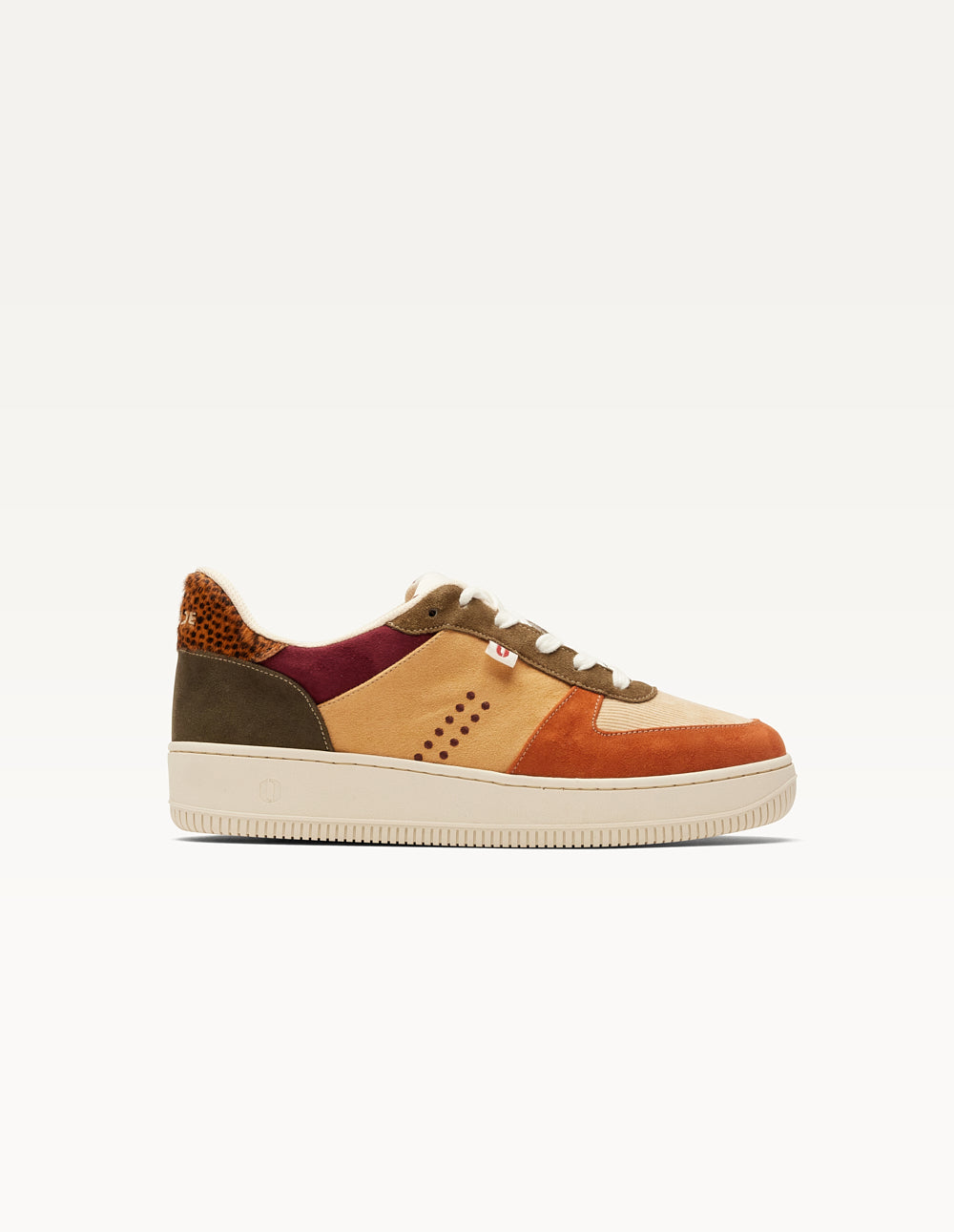 Maxence F Low Trainers - Cognac cream forest green