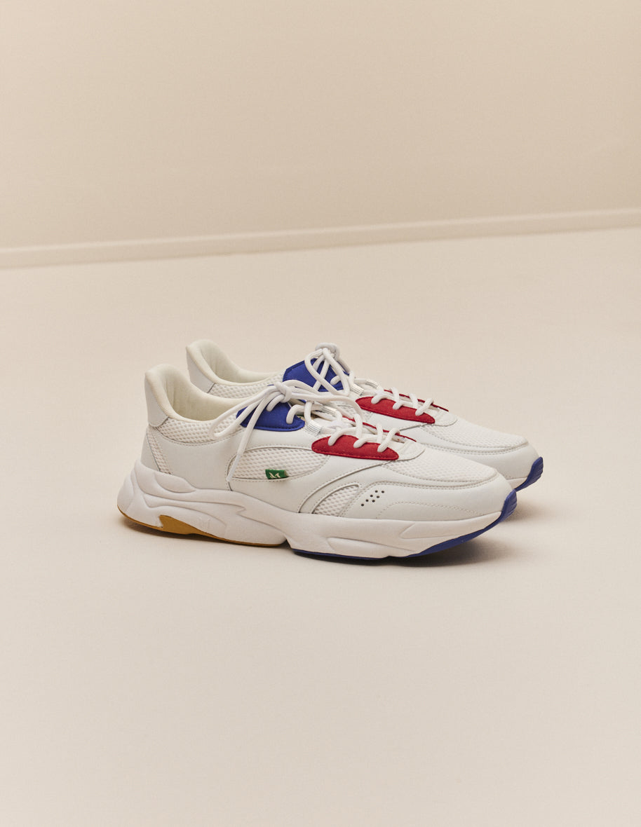 Nathanael low sneakers - recycled leather and Sweden white vegan mustard