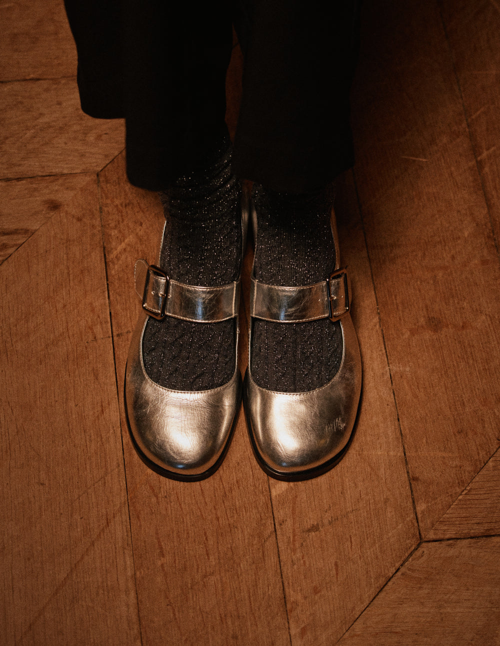 Escarpins Amari - Cuir plissé argenté