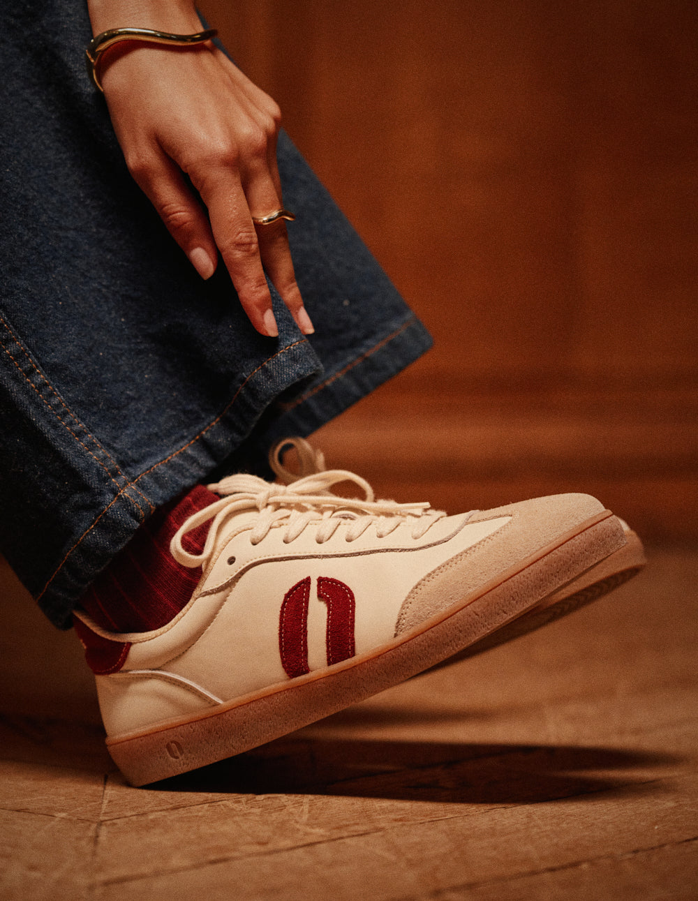 Baskets basses Lucia - Écru bordeaux