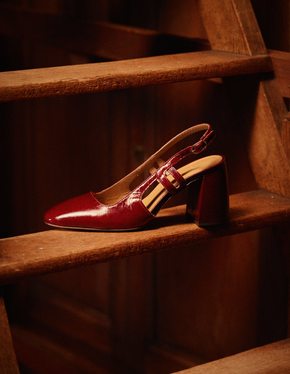 Escarpins Marcie - Cuir plissé verni bordeaux