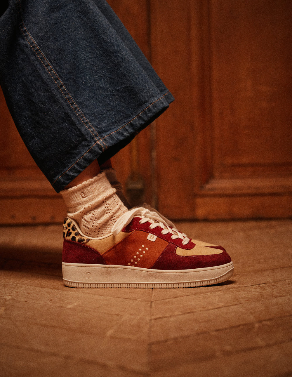 Maxence F Low Trainers - Burgundy Beige