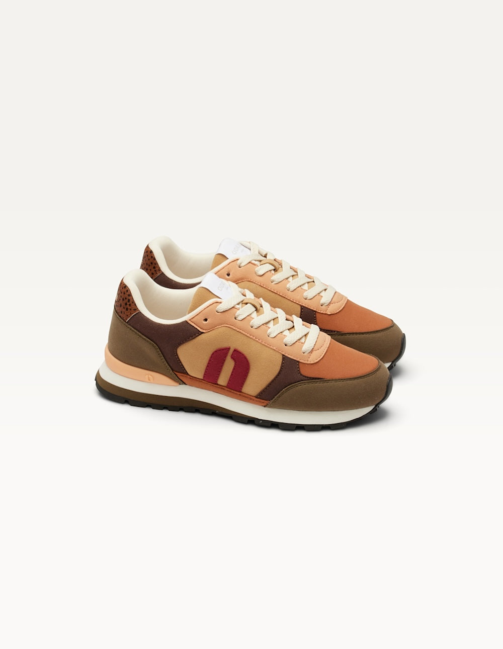 Aline Running Trainers - Khaki Cognac burgundy
