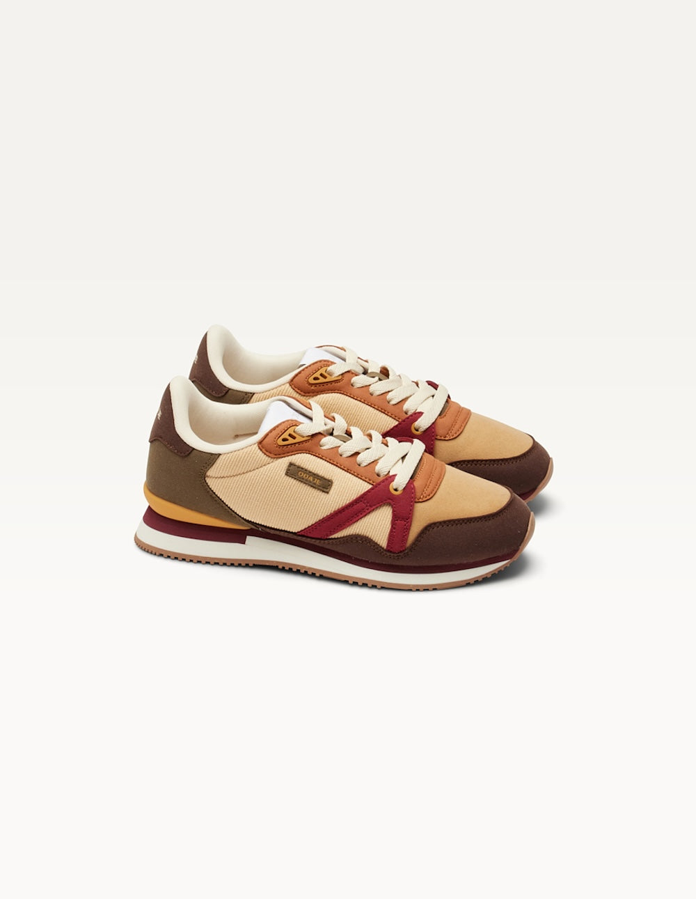 Andrée Running Trainers - Brown Beige Burgundy
