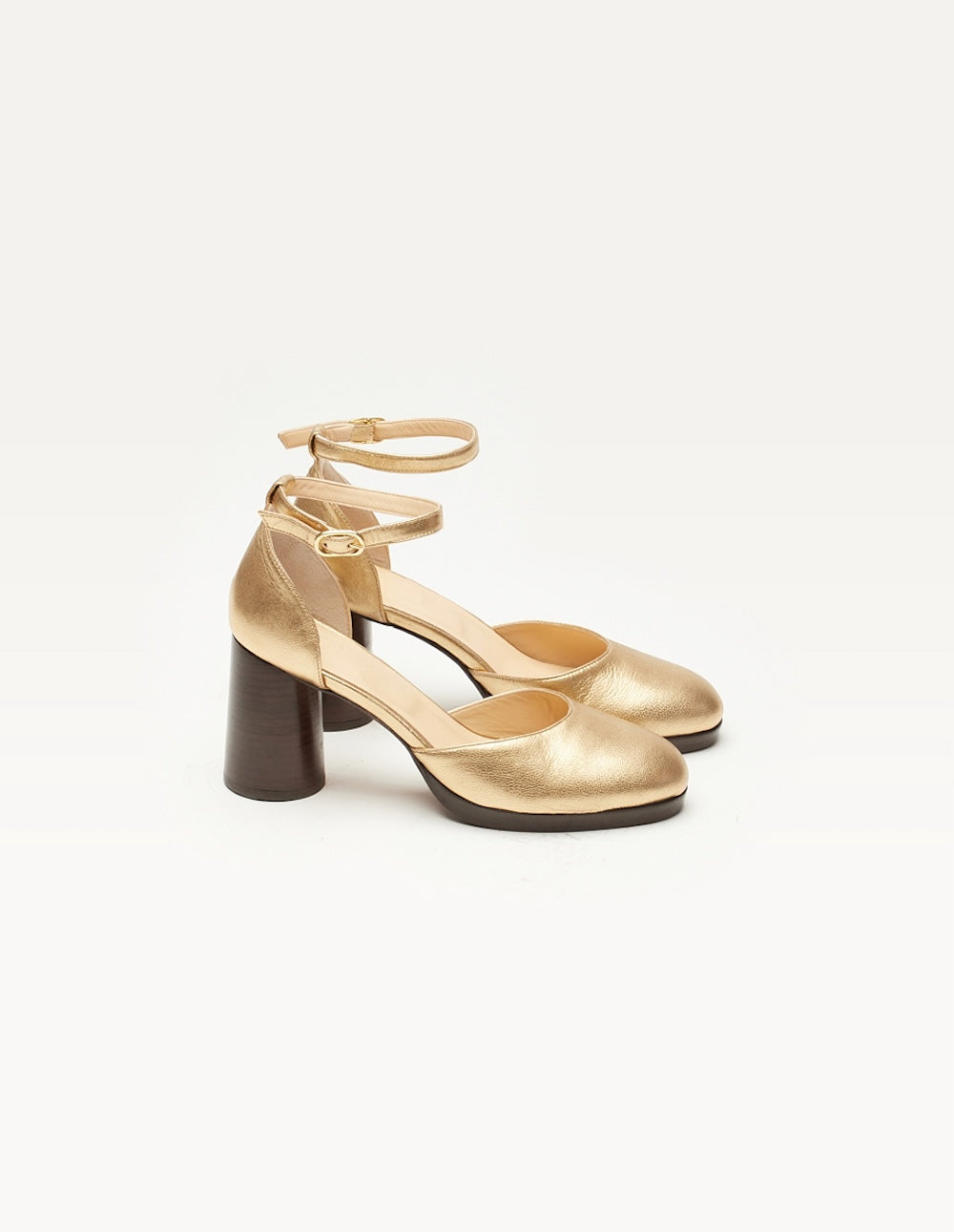 Pumps Domitille - Golden pleated metallic leather