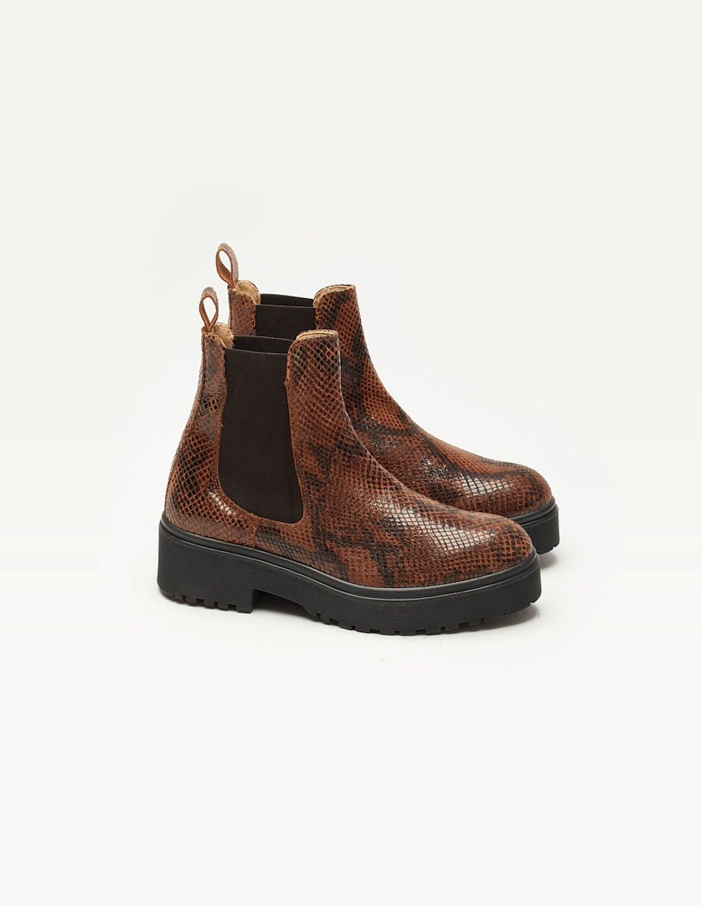 Boots Flora - Brown python leather